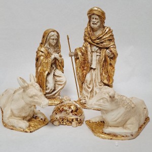 Belén para decoración navideña de resina blanca | Topaz