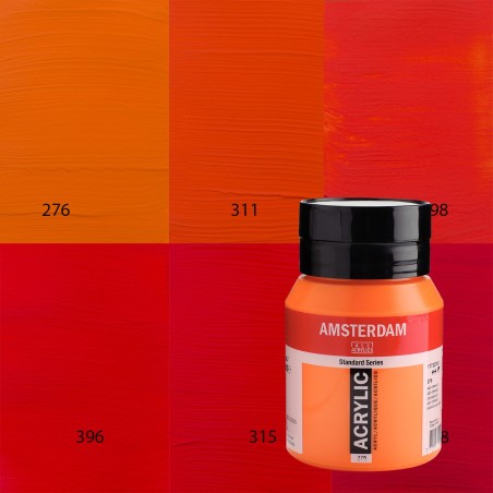 Pintura acrílica Amsterdam - gama de colores naranjas y rojo