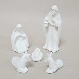 Nacimiento 8 piezas resina blanca