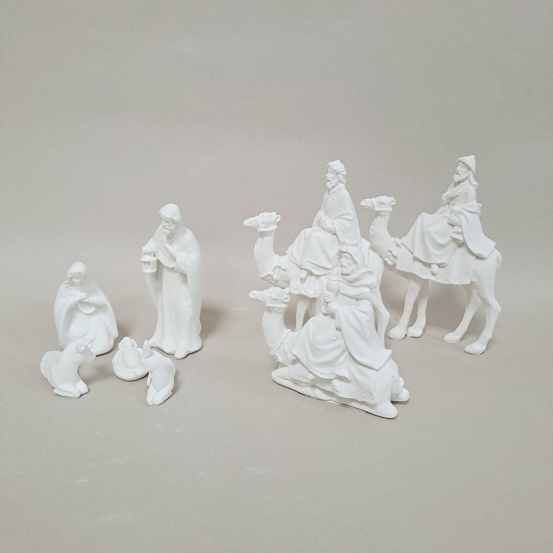 Nacimiento 8 piezas resina blanca