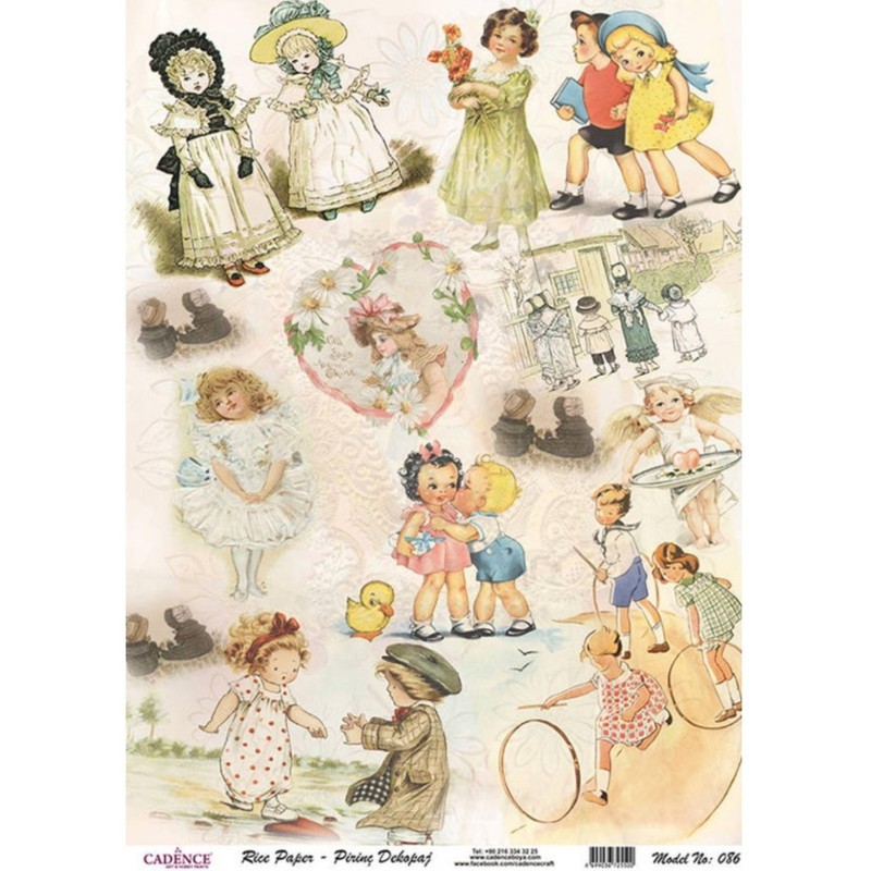 PAPEL DE ARROZ CADENCE INFANTIL , NIÑOS ANTIGUOS 30x41 CM