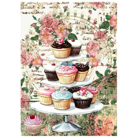 PAPEL DE ARROZ CADENCE CAKES CON FONDO FLORAL 30x41 CM