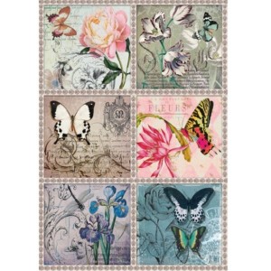 PAPEL DE ARROZ CADENCE MARIPOSAS Y FLORES 30x41 CM