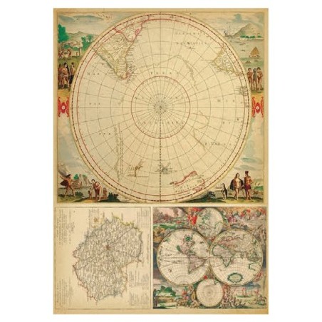 PAPEL DE ARROZ CADENCE MAPAS ANTIGUOS 30x41 CM