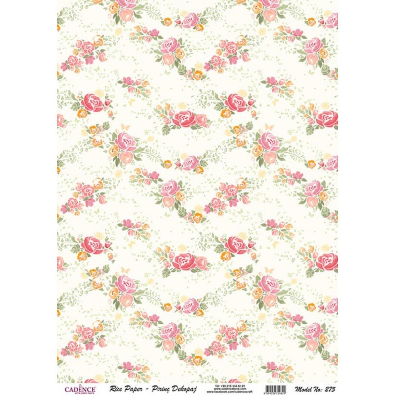 PAPEL DE ARROZ CADENCE GUIRNALDAS DE FLORES 30x41 CM