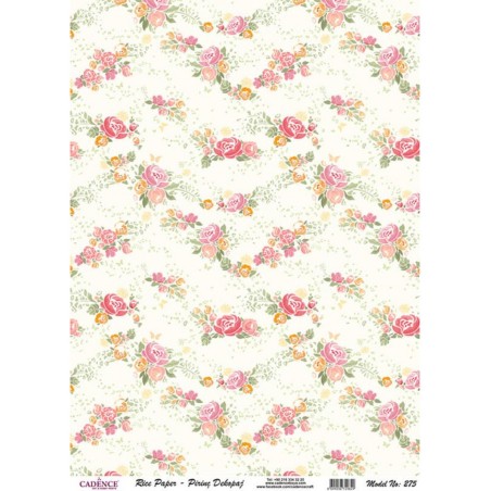 PAPEL DE ARROZ CADENCE GUIRNALDAS DE FLORES 30x41 CM