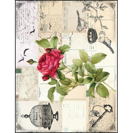 PAPEL DE ARROZ CADENCE ROSA, LLAVE ANTIGUA 30x41 CM