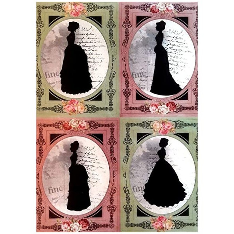 PAPEL DE ARROZ CADENCE POSTALES CON MUJERES 30x41 CM