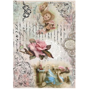 PAPEL DE ARROZ CADENCE NIÑAS Y ROSA 30x41 CM