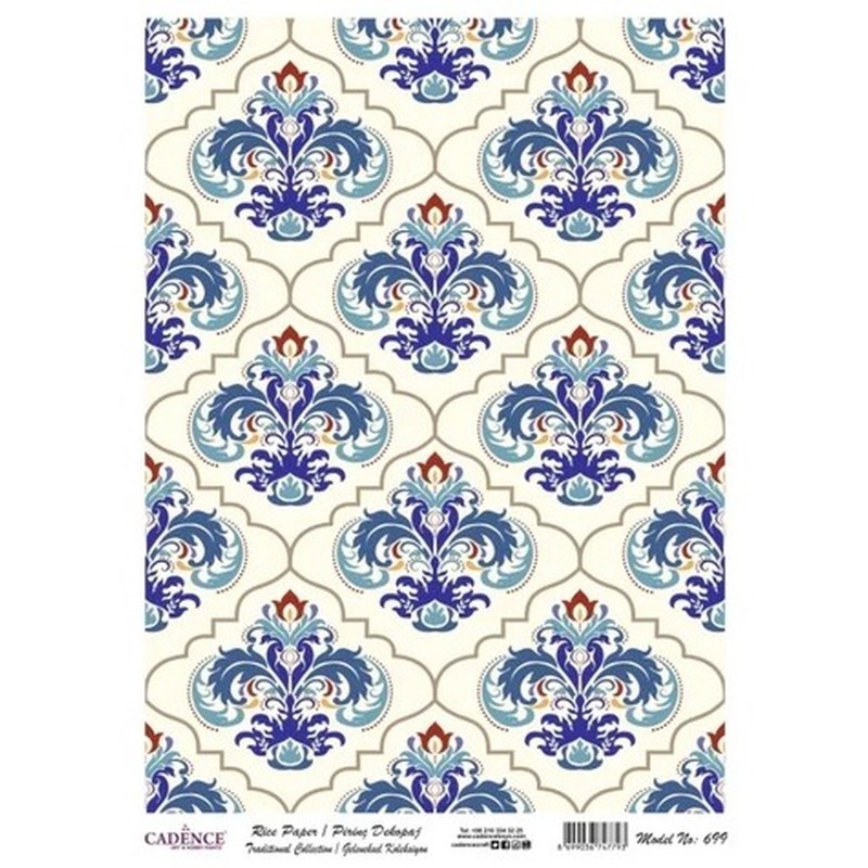 PAPEL DE ARROZ CADENCE GRECAS AZULES 30x41 CM