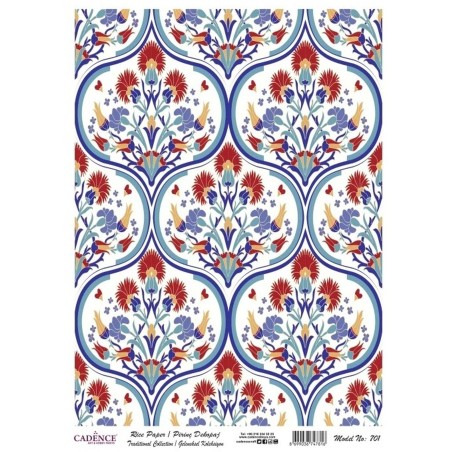 PAPEL DE ARROZ CADENCE GRECAS AZULES Y GRANATES 30x41 CM