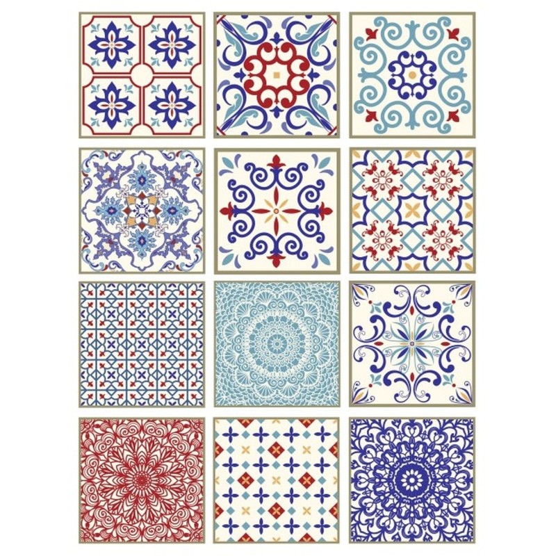 PAPEL DE ARROZ CADENCE AZULEJOS AZULES 30x41 CM