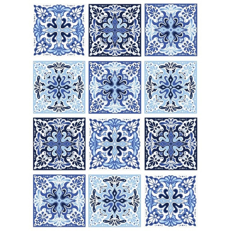 PAPEL DE ARROZ CADENCE TILES BALDOSAS AZULES 30x41 CM