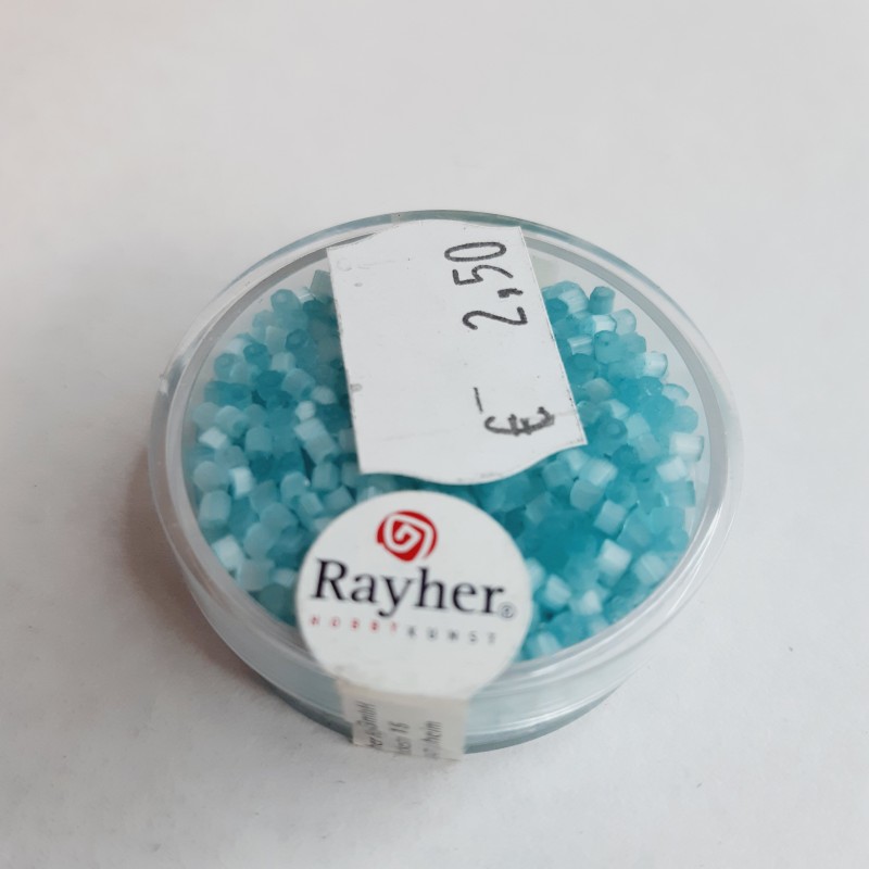Abalorios Rayher glasstifte transparent para bisutería 2/2 mm. Color azul aguamarina