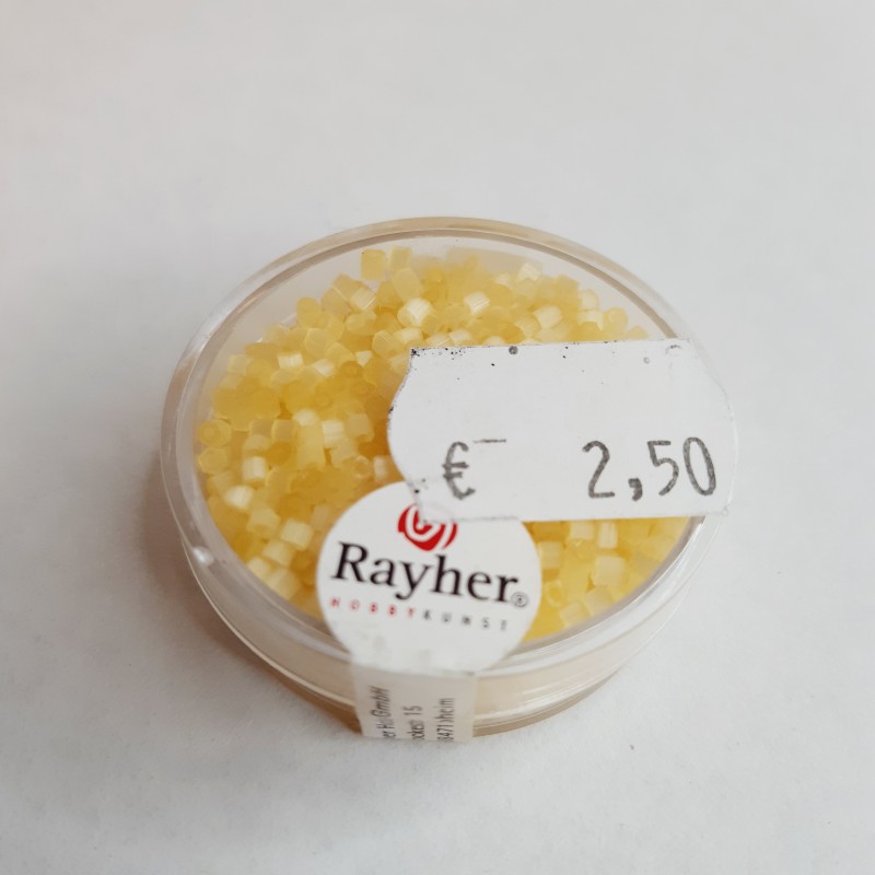 Abalorios Rayher glasstifte transparent para bisutería 2/2 mm. Color amarillo