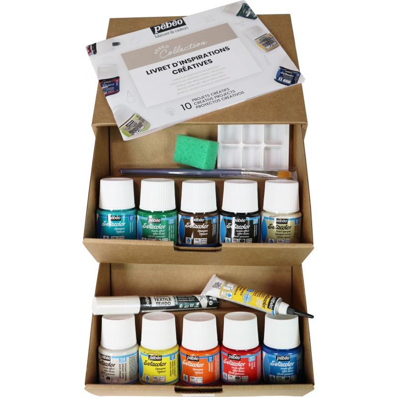 Caja de 10 colores setacolor para pintura para tela - TOPAZ