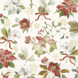 5 Servilletas decoradas flores poinsettia IHR | TOPAZ