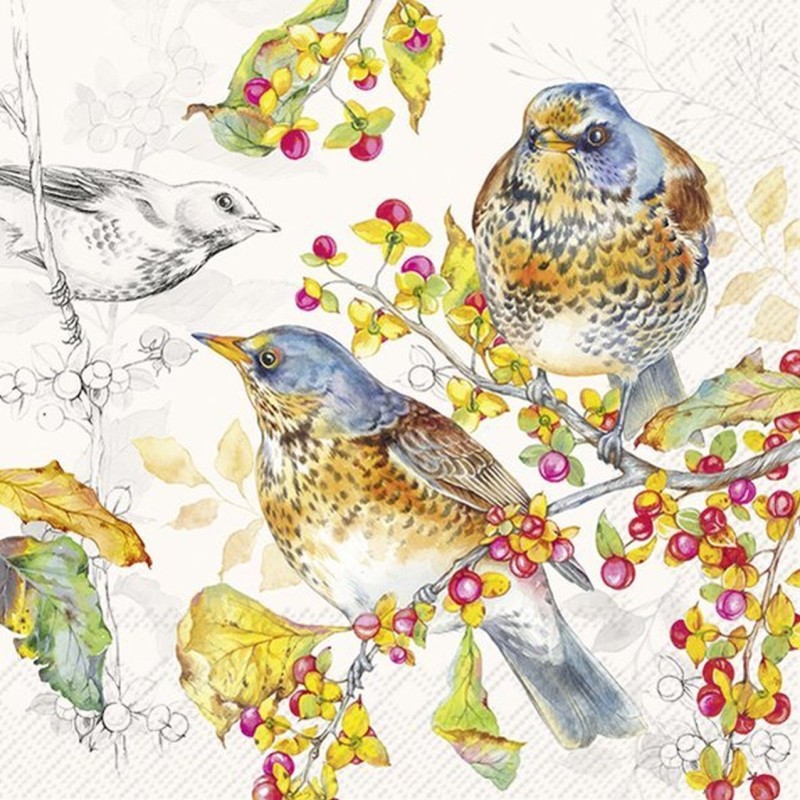 servilletas decoradas autumn birds