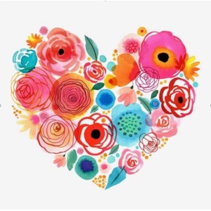 Pintar por numeros - corazón floreado