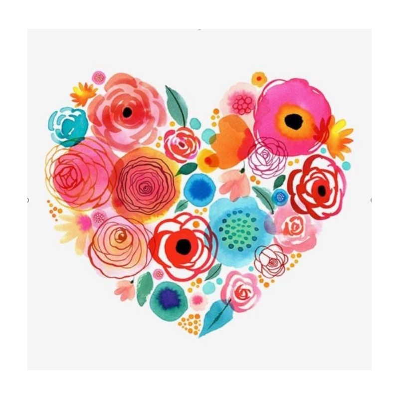 Pintar por numeros - corazón floreado