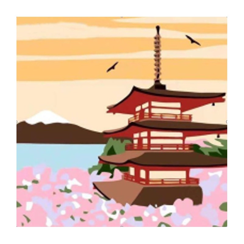 Colorear números - Templo japonés