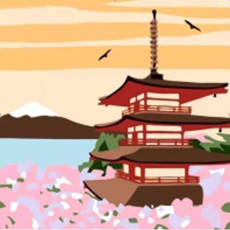 Colorear números - Templo japonés
