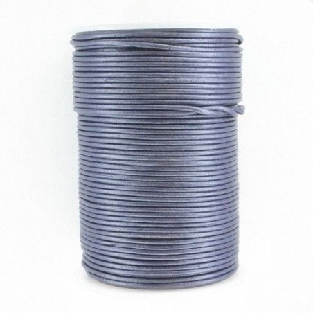 CORDÓN CUERO METÁLICO AZUL MARINO 2mm POR ROLLOS