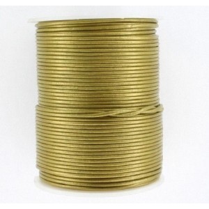 CORDÓN CUERO METÁLICO DORADO 2mm