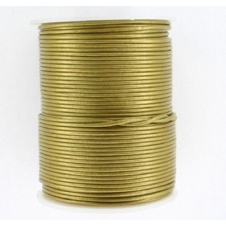 CORDÓN CUERO METÁLICO DORADO 2mm