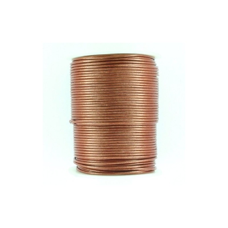 CORDÓN CUERO METÁLICO BURGUNDY 2mm