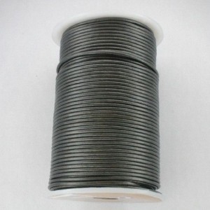 CORDÓN CUERO METÁLICO PLATA VIEJA 2mm