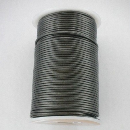 CORDÓN CUERO METÁLICO PLATA VIEJA 2mm
