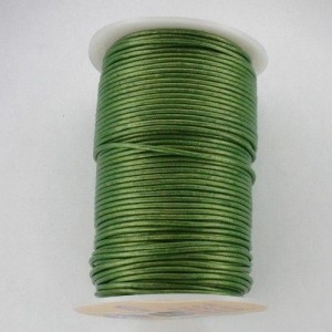 CORDÓN CUERO METÁLICO VERDE 2mm