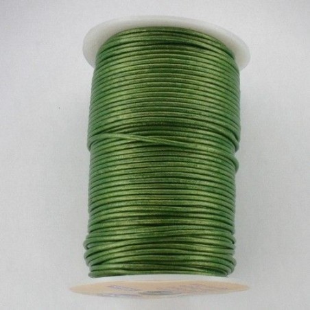 CORDÓN CUERO METÁLICO VERDE 2mm