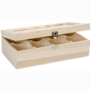 CAJA CON 8 DIVISIONES Y CRISTAL DE 30X16,5X9,5 CM