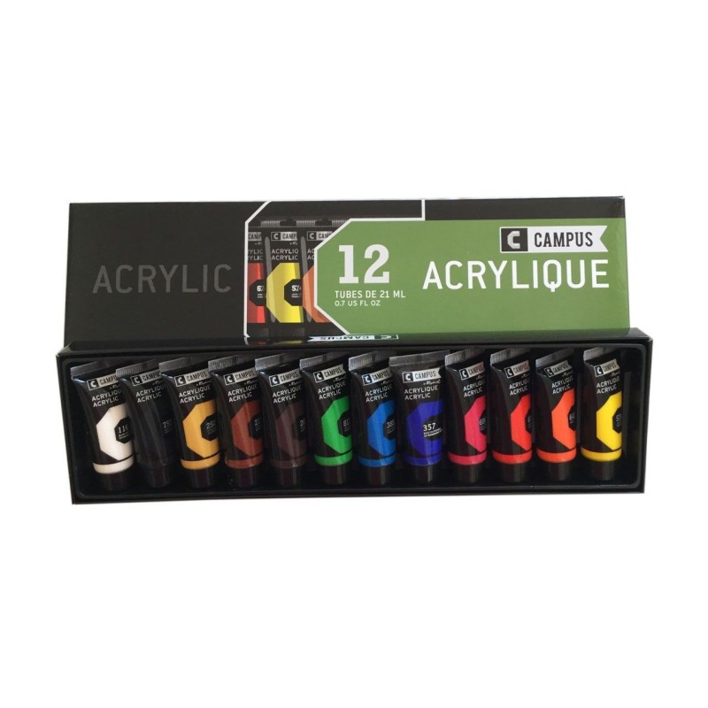 SET 12 TUBOS ACRÍLICOS 21 ML RAPHAEL CAMPUS