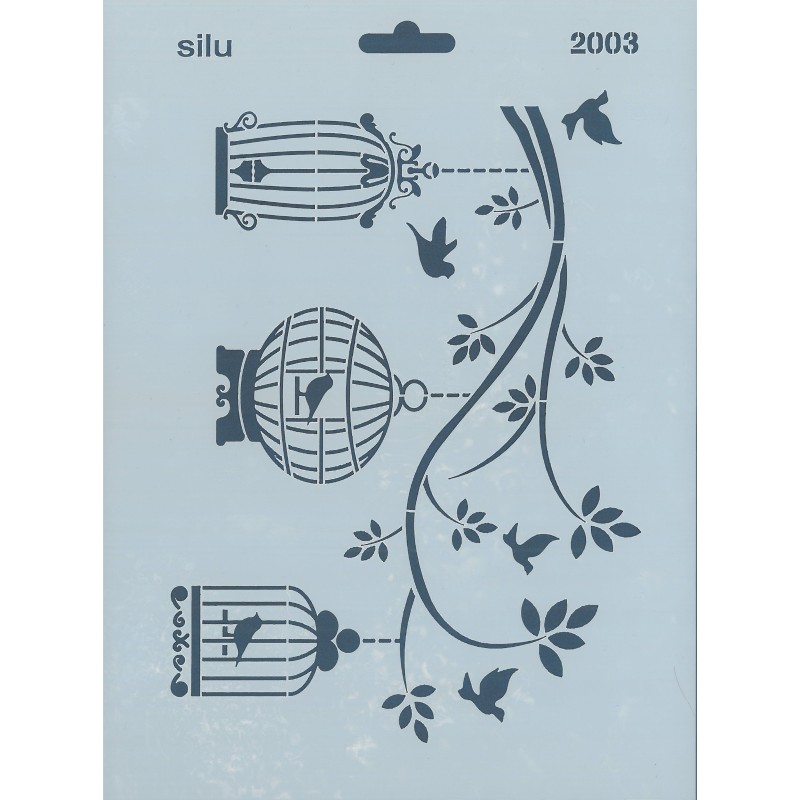 PLANTILLA JAULAS Y PÁJAROS 25 x 18 CM SILU 2003
