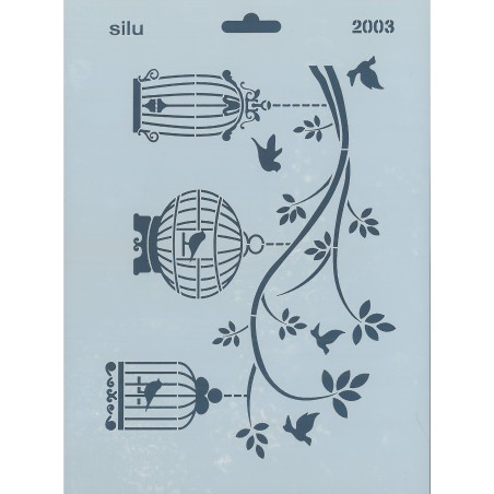 PLANTILLA JAULAS Y PÁJAROS 25 x 18 CM SILU 2003