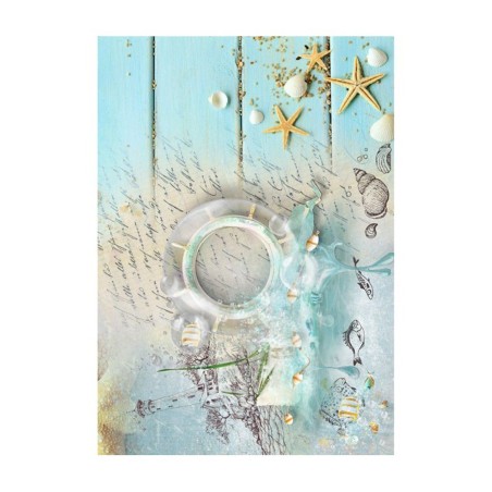 PAPEL DE ARROZ SALVAVIDAS Y FONDO DEL MAR 30x41 CM