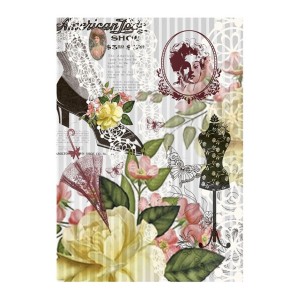 PAPEL DE ARROZ ZAPATO ANTIGUO Y MANIQUI 30x41 CM