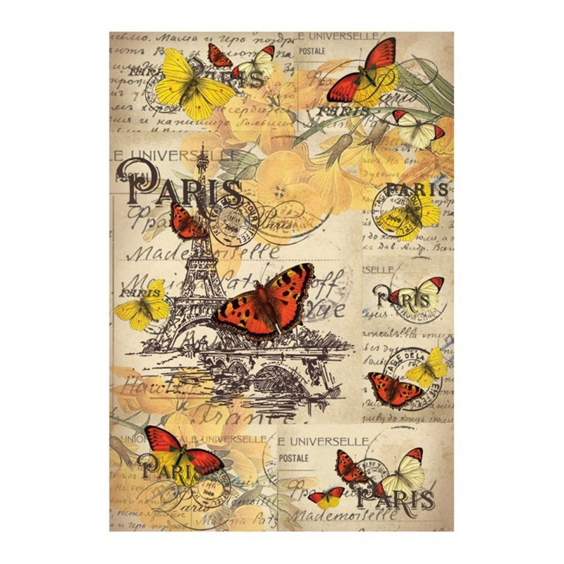 PAPEL DE ARROZ MARIPOSAS EN PARIS 30x41 CM