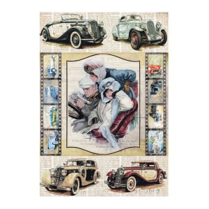 PAPEL DE ARROZ COCHES VINTAGE 30x41 CM