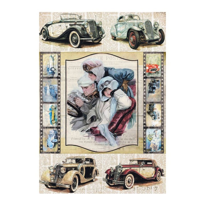 PAPEL DE ARROZ COCHES VINTAGE 30x41 CM