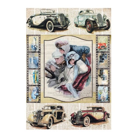 PAPEL DE ARROZ COCHES VINTAGE 30x41 CM