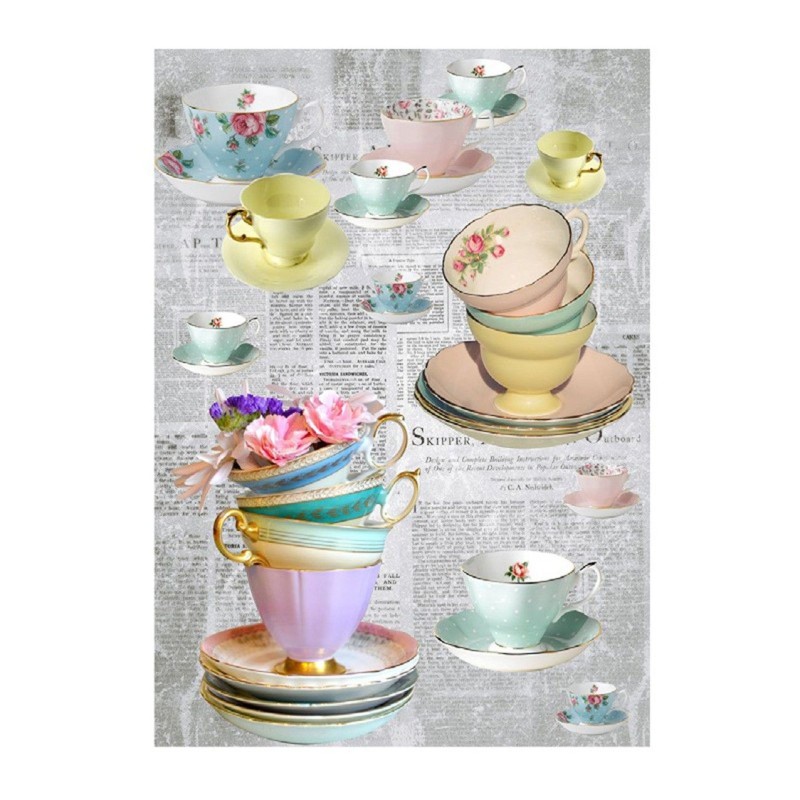 PAPEL DE ARROZ TAZAS DE TE DE COLORES 30x41 CM