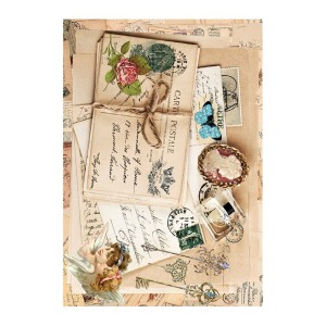 PAPEL DE ARROZ POSTALES Y FLORES 30x41 CM