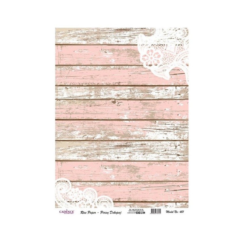 PAPEL DE ARROZ LISTONES ROSAS 30x41 CM