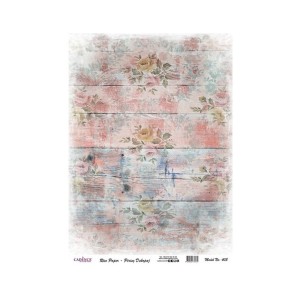 PAPEL DE ARROZ LISTONES AZULADOS Y ROSAS 30x41 CM