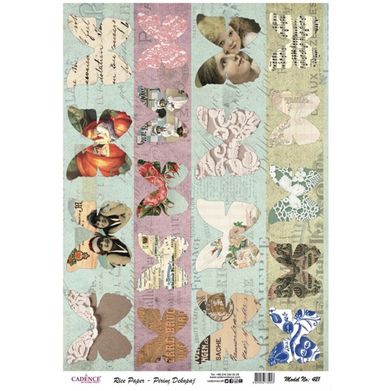 PAPEL DE ARROZ MARIPOSAS EN PAPEL 30x41 CM