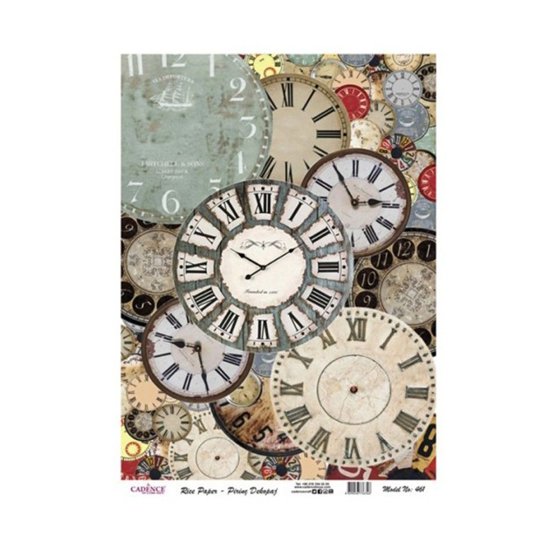 PAPEL DE ARROZ ESFERAS RELOJES 30x41 CM